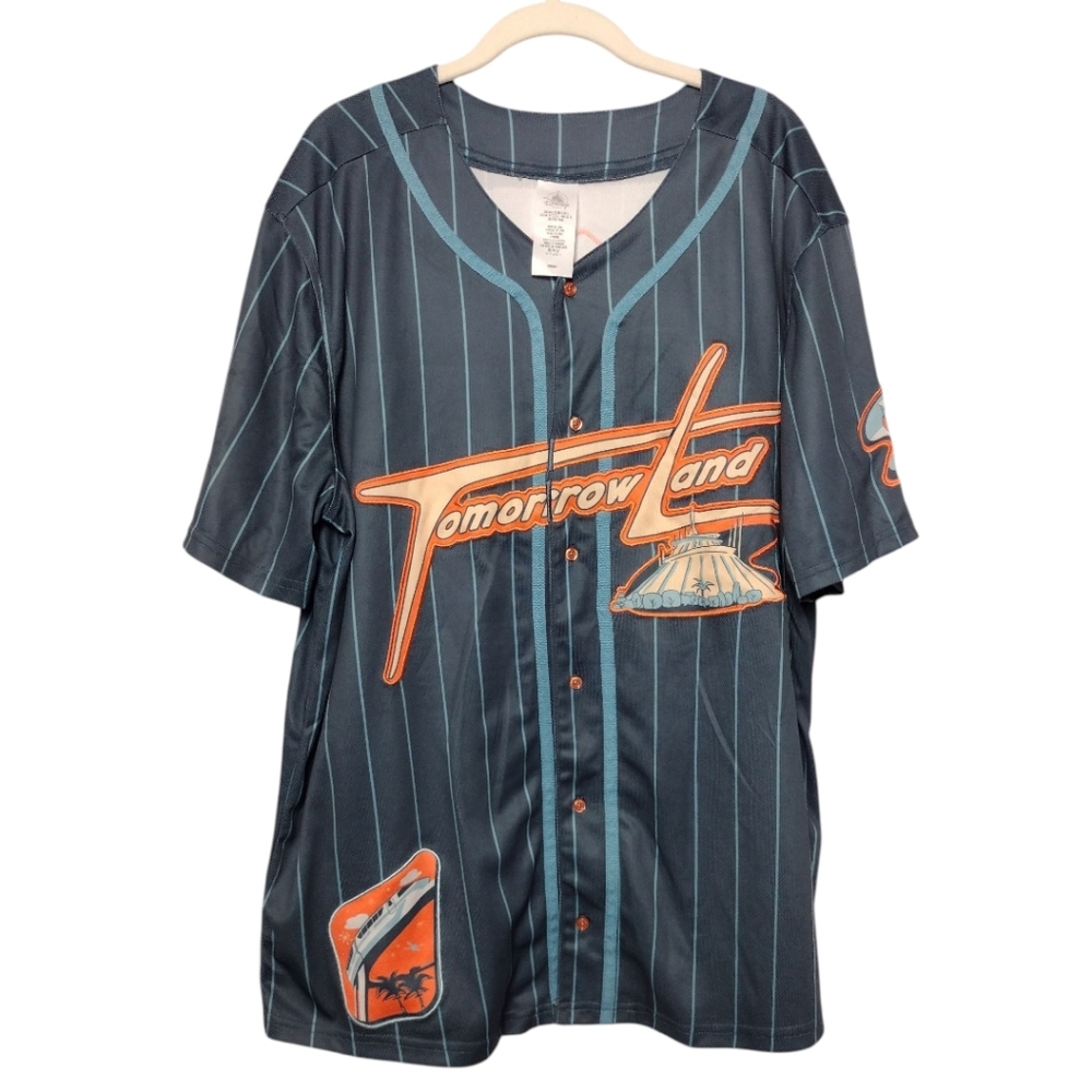 Disney World Magic Kingdom Tomorrowland Pinstripe Baseball Jersey